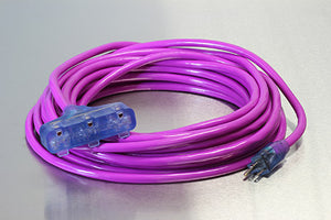 50 Foot 12/3 SJTW Industrial Grade Lighted Triple Tap Extension Cord