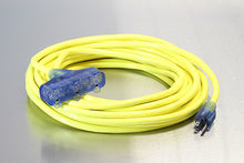 Load image into Gallery viewer, 100 Foot 12/3 SJTW Industrial Grade Lighted Triple Tap Extension Cord
