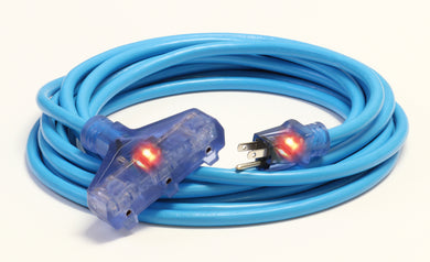 25 Foot 12/3 SJTW General Purpose Lighted Triple Tap Extension Cord