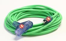 Load image into Gallery viewer, 25 Foot 12/3 SJTW General Purpose Lighted Triple Tap Extension Cord