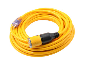 50 Foot 12/3 SJTW Click-to-Lock Lighted Extension Cord